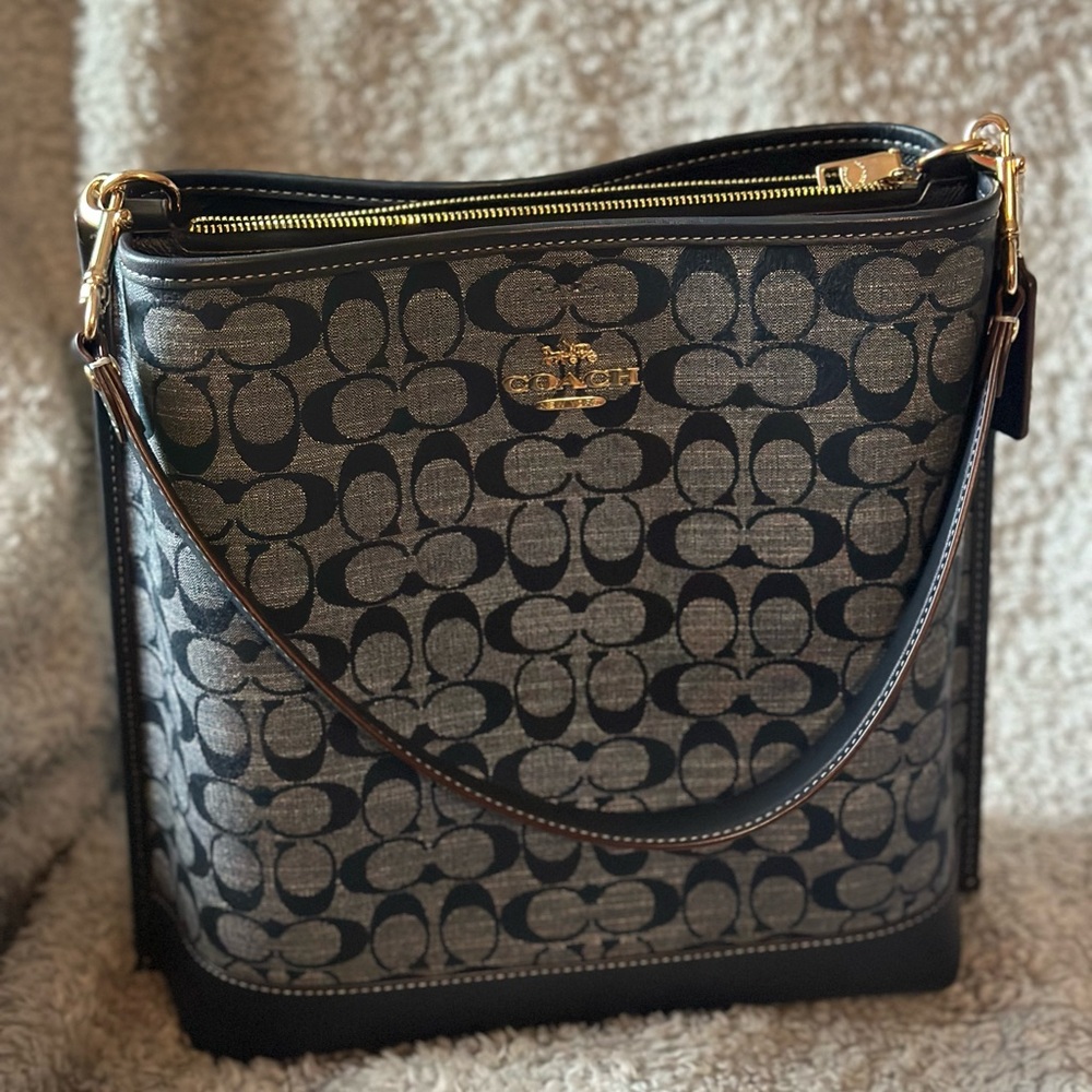 Coach Bucket Bag - blue Jean print